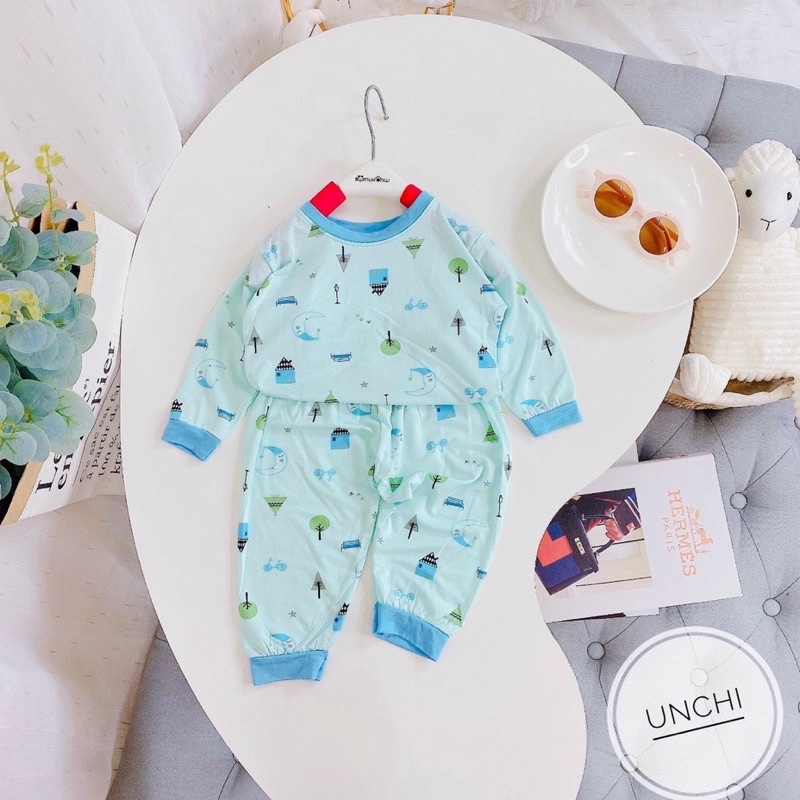 Bộ Dài Tay THUN LẠNH MINKY MOM In Hình Toàn Thân Họa Tiết Cute,Bộ dài tay cho bé trai bé gái từ 5-18kg