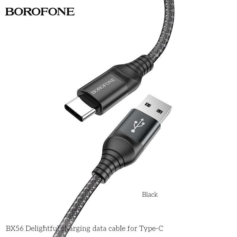 Cáp sạc nhanh BOROFONE BX56 dây dù 2.4A dây truyền tải dữ liệu dài 1m - Chính hãng