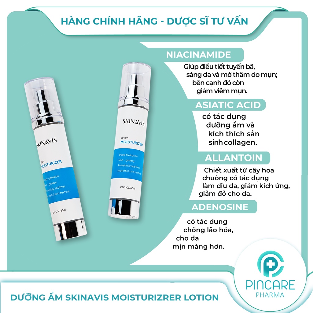 Dưỡng ẩm cho da dầu mụn Skinavis Moisturizer Lotion 60ml  - Hàng chính hãng - Nhà thuốc PinCare