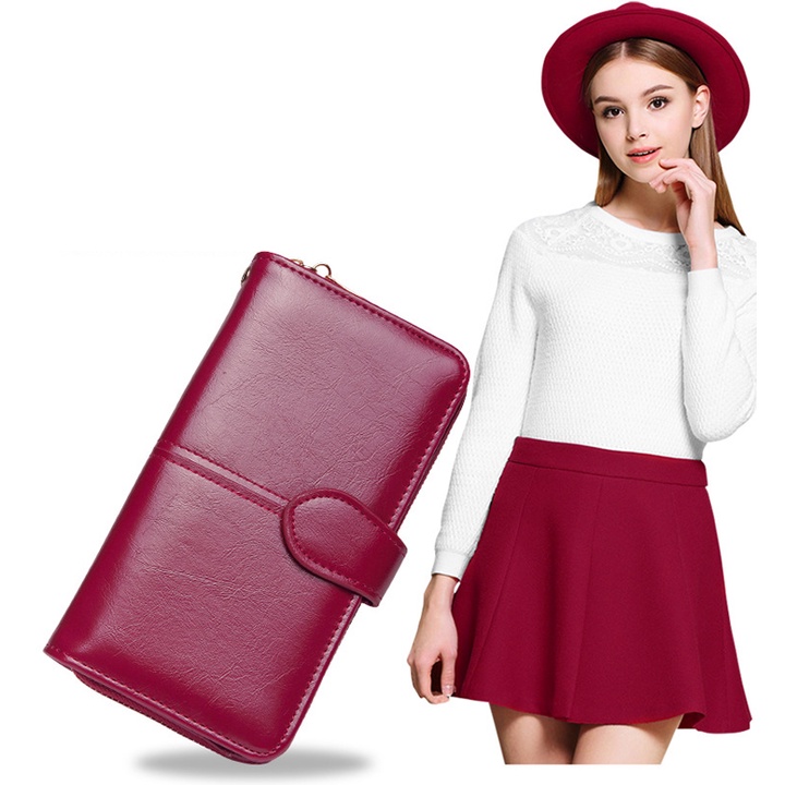 Ví nữ nhiều ngăn da pu mềm mại bền đẹp size 19cm  VI-94