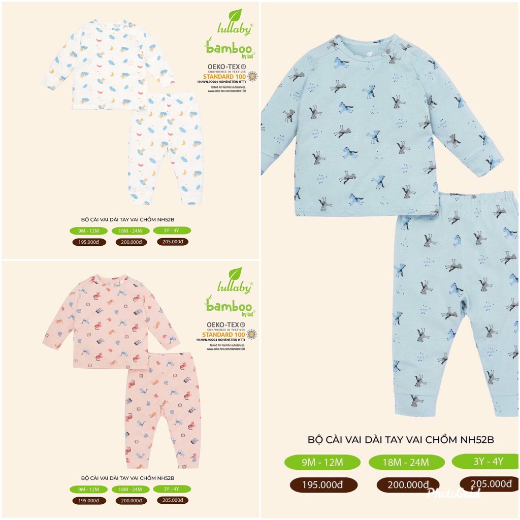 [Mã SKAMSALE8 giảm 10% đơn 200K] Bộ áo dài tay quần dài cúc vai chồm vải sợi tre cao cấp Lullaby chính hãng