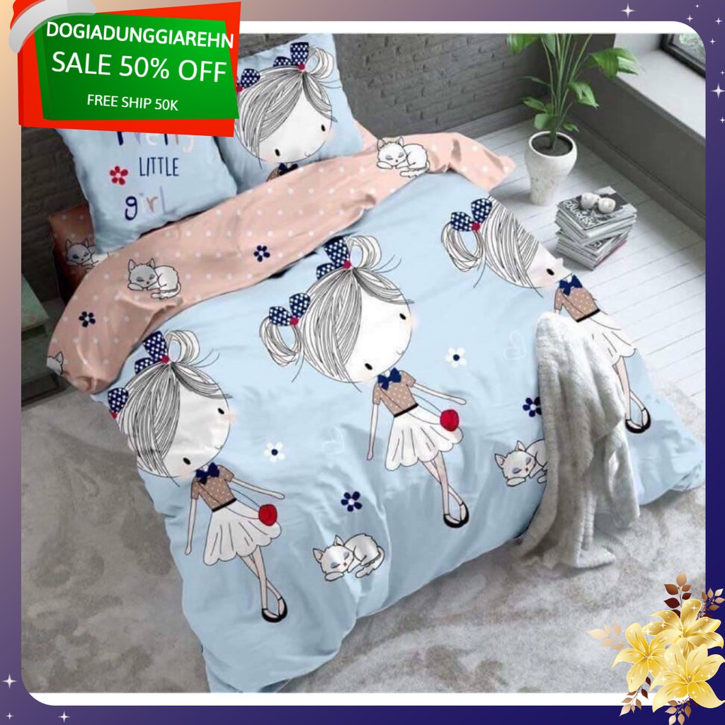 Bộ ga gối cotton poly kt 1m4/1m6/1m8( chát chọn mẫu )