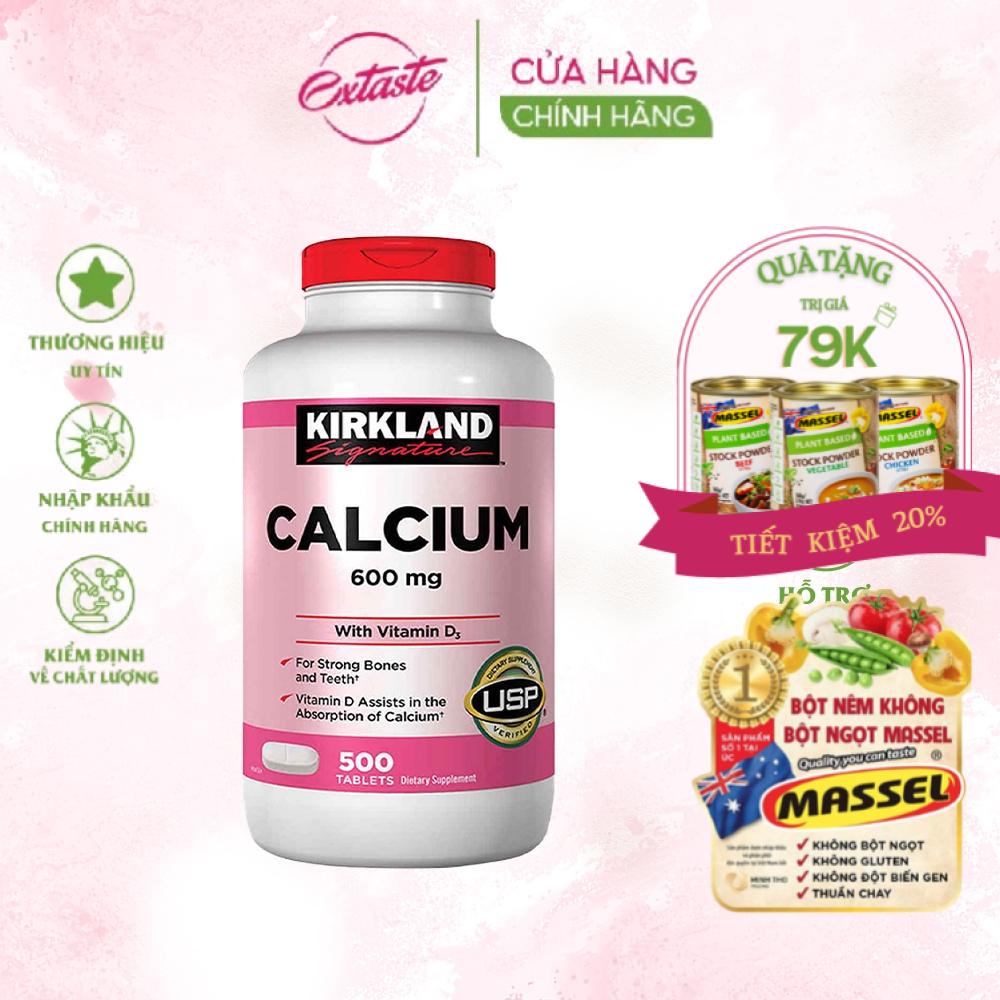 Viên uống hỗ trợ xương chắc khỏe Kirkland Signature calcium 600mg with vitamin d3 500 viên bổ sung canxi nội địa Mỹ