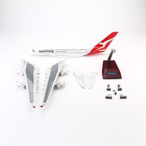 Mô hình máy bay lắp ráp có đèn led Qantas Airbus A380 47cm Everfly