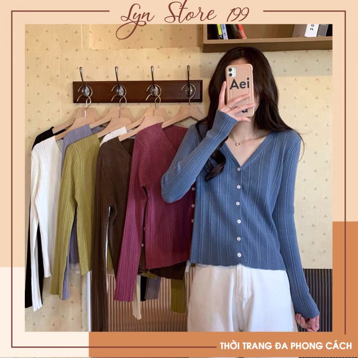 Áo Cardigan Len Mỏng Cho Nữ Cổ Chữ V Dệt Kim Dài Tay- Áo len Dài Tay Cho Nữ Nhiều Màu Freesize Mã 28