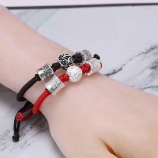 Vòng tay bạc s952 khắc chú lục tự đại minh chú kết chỉ long may mắn