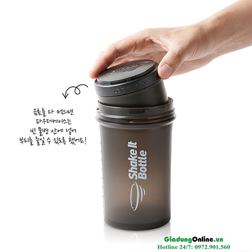 Bình Lắc SHAKE IT Lock&amp;Lock - 600ml - Đen - Không hộp