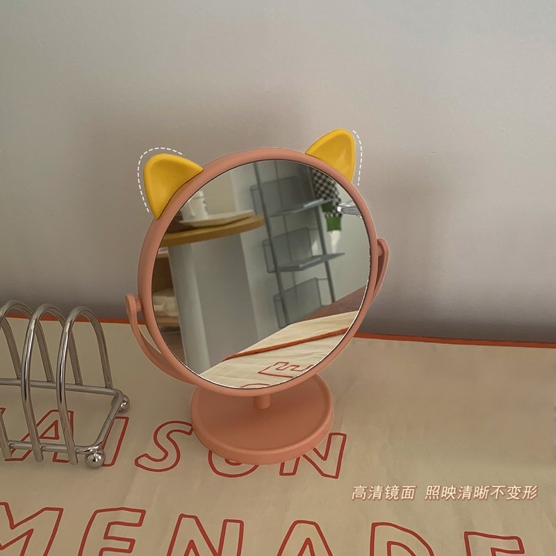 Gương Tai Mèo Trang Điểm Để Bàn Xoay 360 Độ