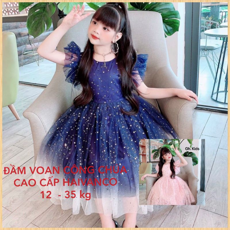 Đầm váy ren công chúa cao cấp haivanco cho bé từ 12 đến 35 kg mềm mại và thoáng mát đi học đi chơi đều đẹp