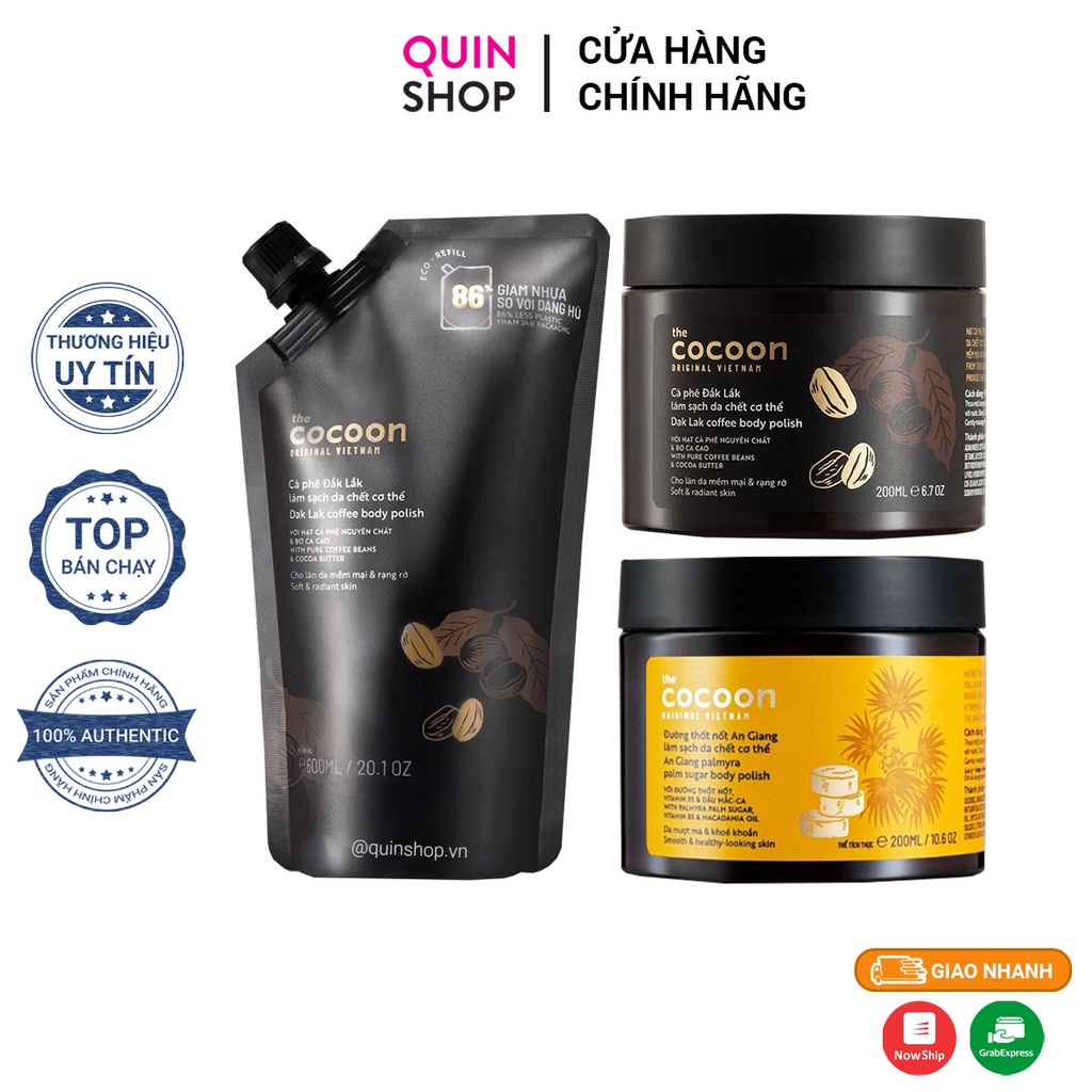 Tẩy Da Chết Cà Phê Đăk Lăk & Đường Thốt Nốt The Cocoon Dak Lak Coffee & An Giang Palmyra Palm Sugar Body Polish