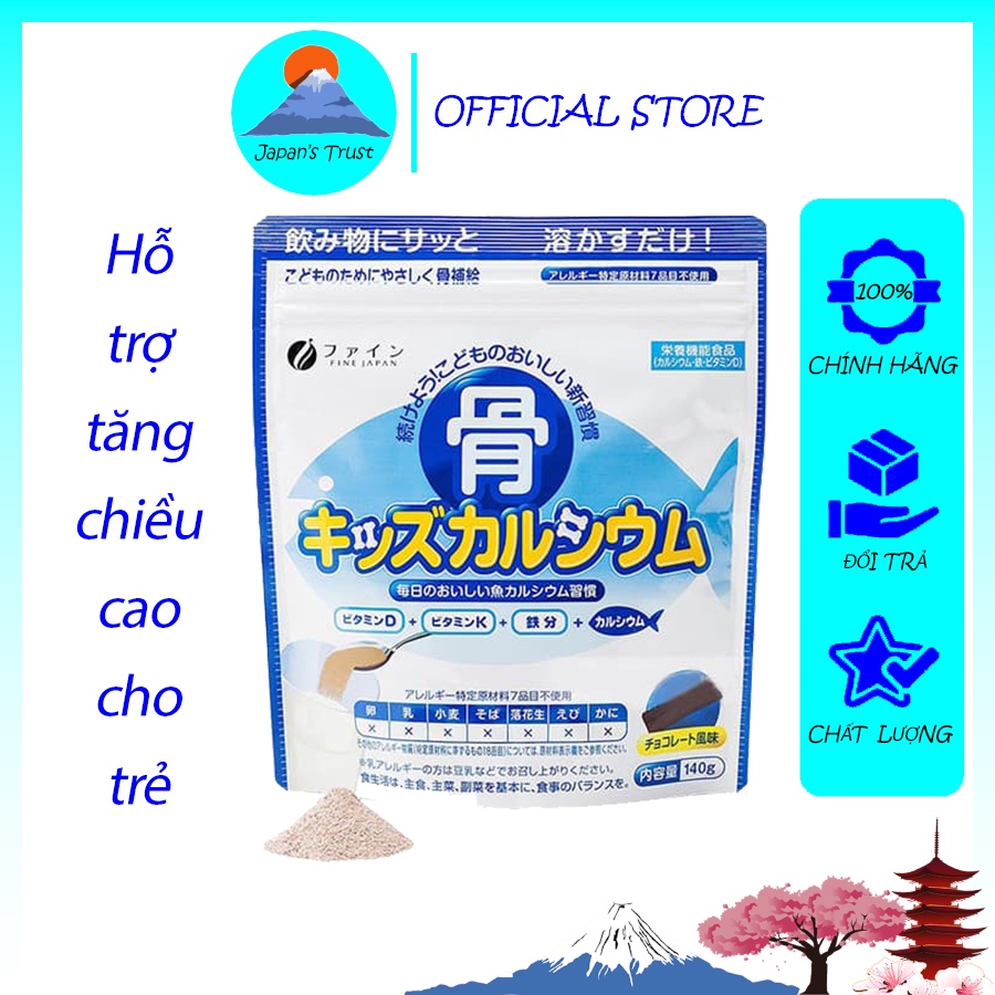 Bột Canxi cá tuyết Nhật Bản hỗ trợ tăng chiều cao cho bé - Bột Bone's Calcium for kids túi 140g bổ sung canxi