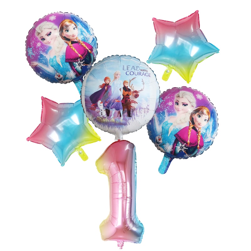 DISNEY Set 6 bong bóng hình công chúa Elsa và Anna màu gradient trang trí tiệc sinh nhật cho bé