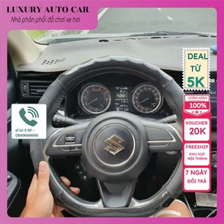 Bọc vô lăng D Cut , da Cacbon cho xe Elantra, Kia Seltos, Suzuki XL7 hàng chuẩn loại 1