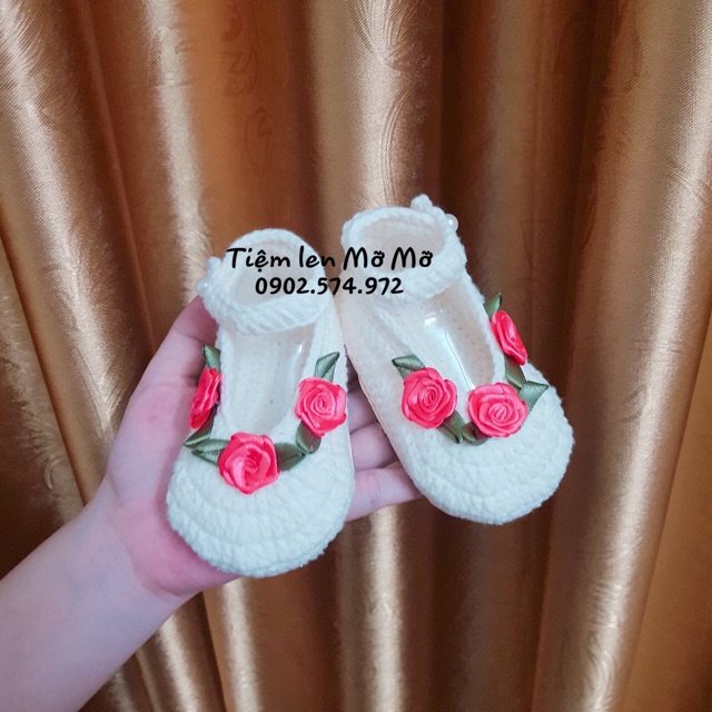 Giày búp bê cho bé từ 6-9 tháng - Hàng móc len thủ công