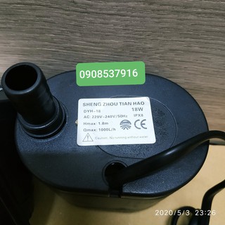 Bơm chìm mini DYH18 - 220V/18W-1000L (Dùng cho quạt hơi nước,bể cá, tưới cây..)