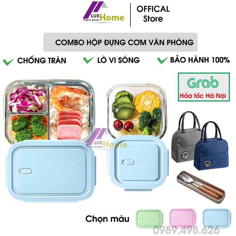 Hộp đựng cơm văn phòng bằng thủy tinh chia ngăn Luxhome