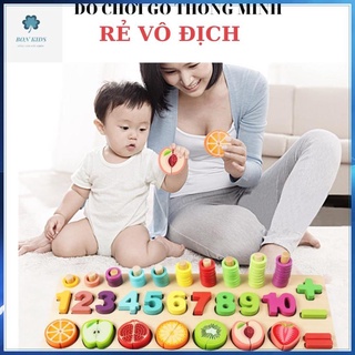 Đồ chơi gỗ, bảng học số đếm, dấu, hoa quả, hình khối và màu sắc loại đẹp bonkids