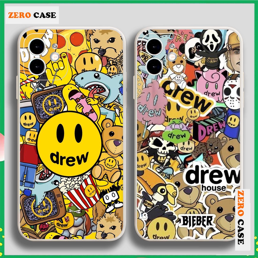 Ốp lưng iPhone 6/6s/7/8/X/XS/11/12/13 Pro Plus Max viền vuông chống sốc bảo vệ camera silicon mềm hình Drew Dr12