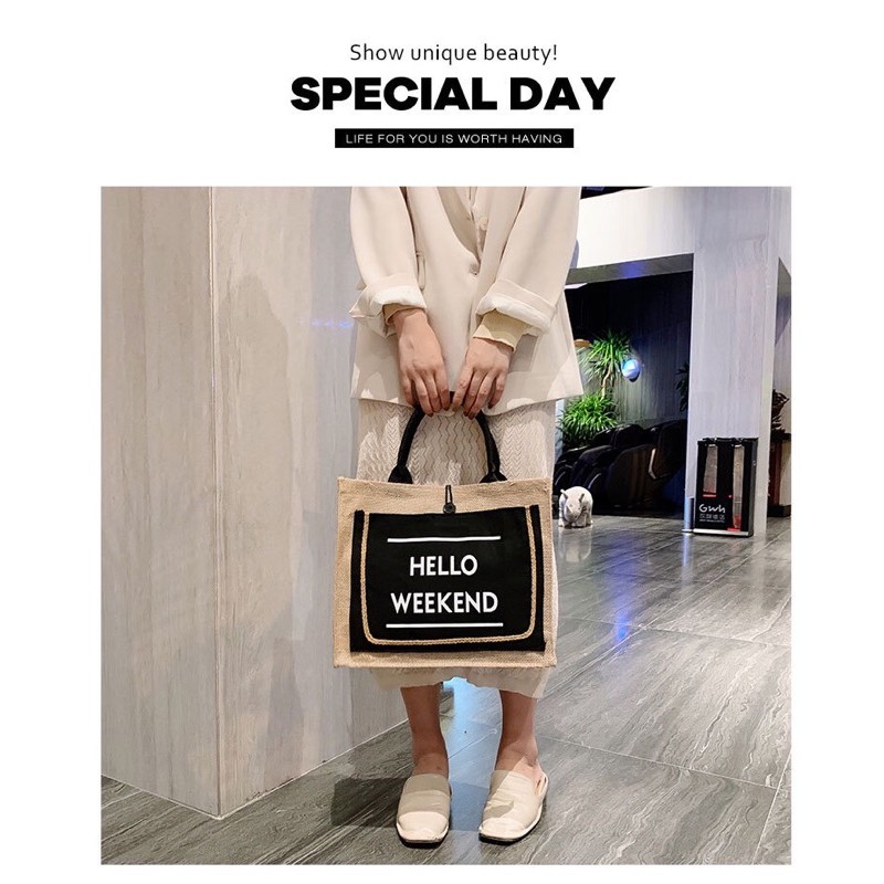[Mã FAMAYWA2 giảm 10K đơn từ 50K] Túi Cói Hello Weekend | BigBuy360 - bigbuy360.vn