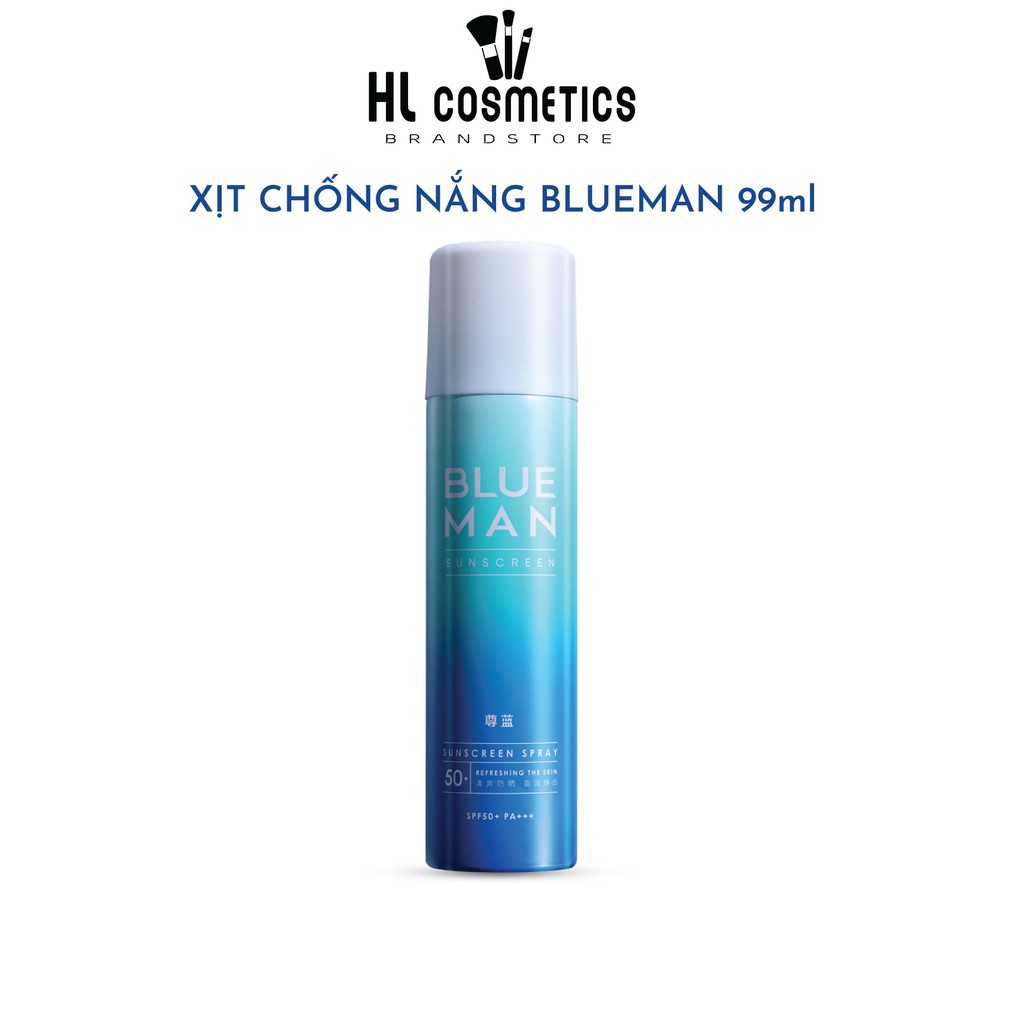 Xịt Chống Nắng Nâng Tone Da Cho Nam BLUEMAN SPF 50+ Không Cồn &amp; Kiềm Dầu 99ml ZL145