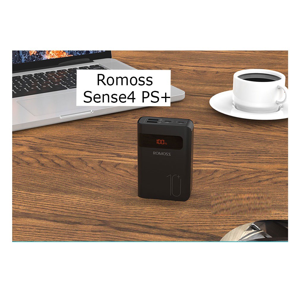 Pin sạc dự phòng Romoss Sense4 PS+ 10000mAh 2 cổng input/output, sạc nhanh QC3.0/PD18W/FCP