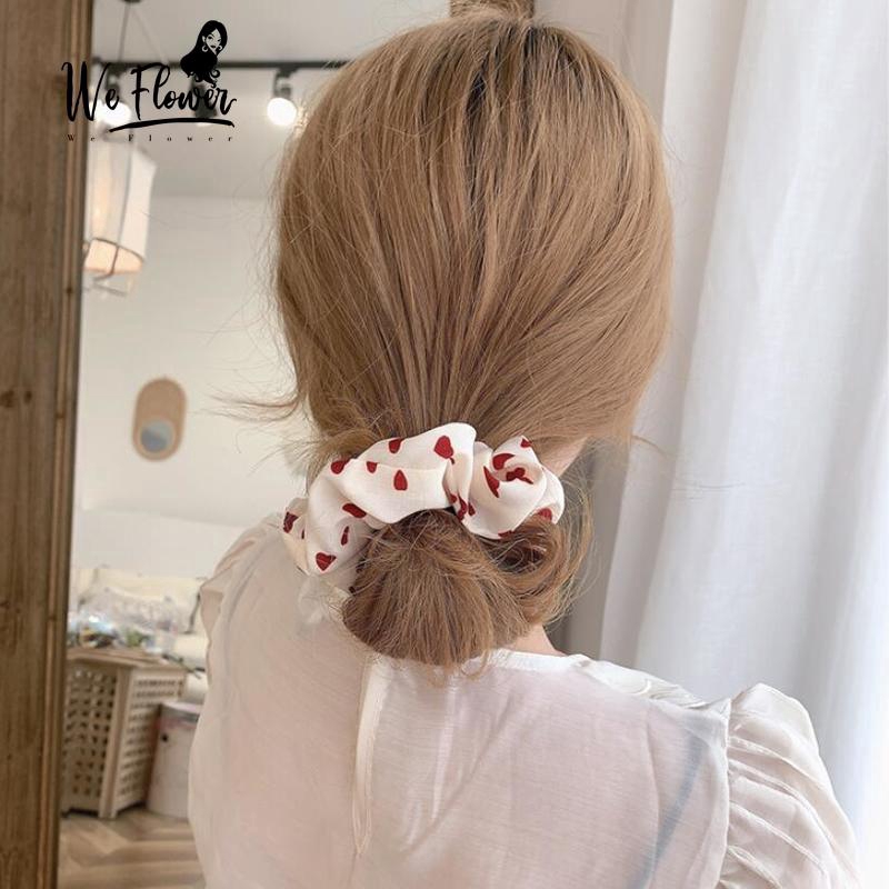 Dây buộc tóc WE FLOWER co giãn in họa tiết phong cách Hàn Quốc cho nữ