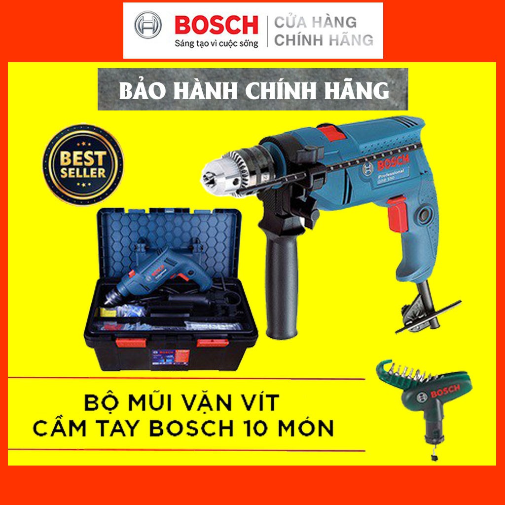 [CHÍNH HÃNG] Combo Máy Khoan Động Lực Bosch GSB 550 FREEDOM SET 100 Chi Tiết + Bộ Mũi Vặn Vít Cầm Tay Bosch 10 Món