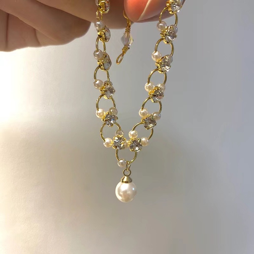Vòng Tay Đính Ngọc Trai Zircon Phong Cách Pháp Thời Trang Cho Nữ