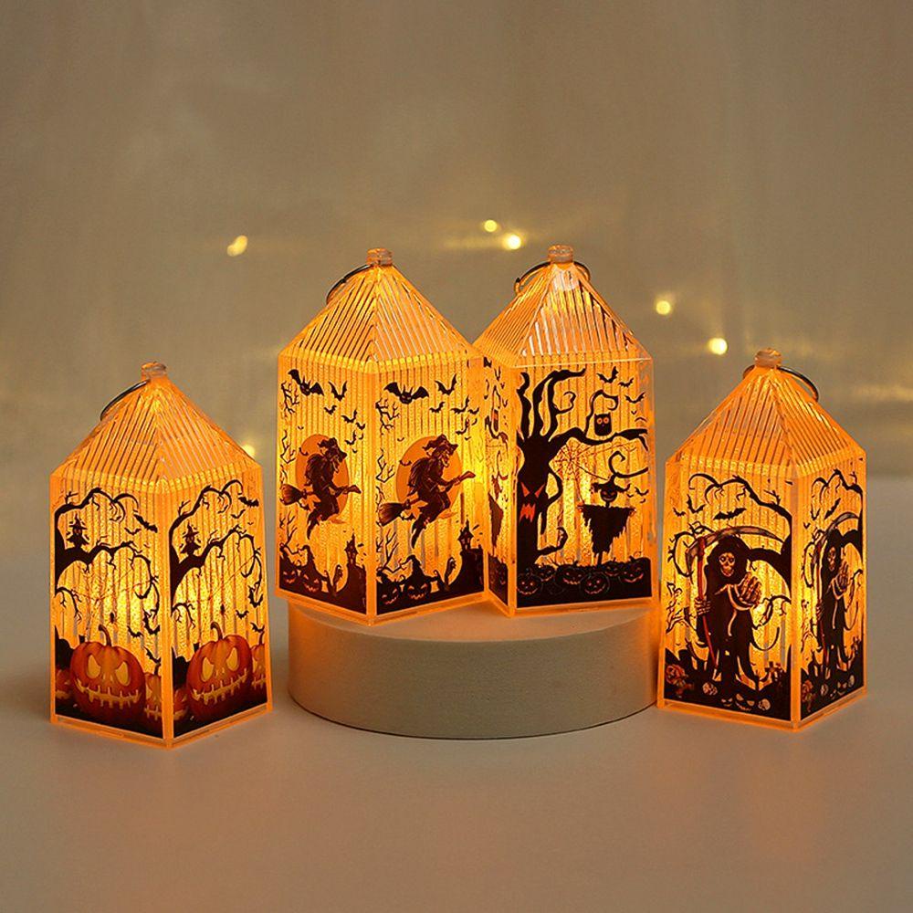 1 Đèn Lồng LED Trong Mờ Họa Tiết Bàn Tay Phù Thủy Bí Ngô Dùng Trang Trí Halloween
