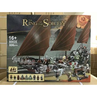(có sẵn) bộ mô hình lắp ráp Movie THE RINGS 79008 PIRATE SHIP 80035 thuyền chở đạo quân người chết