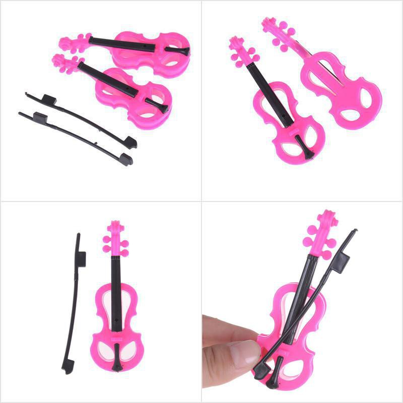 [HoMSI] 2 Pcs Creative Fashion Rose Black Violin for Barbies Dolls Kids Gifts SUU