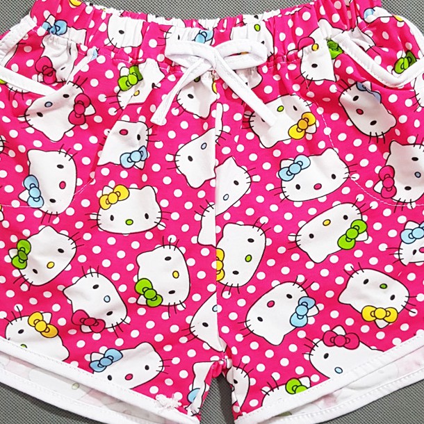 Quần short thun cotton in mèo kitty dễ thương bé gái