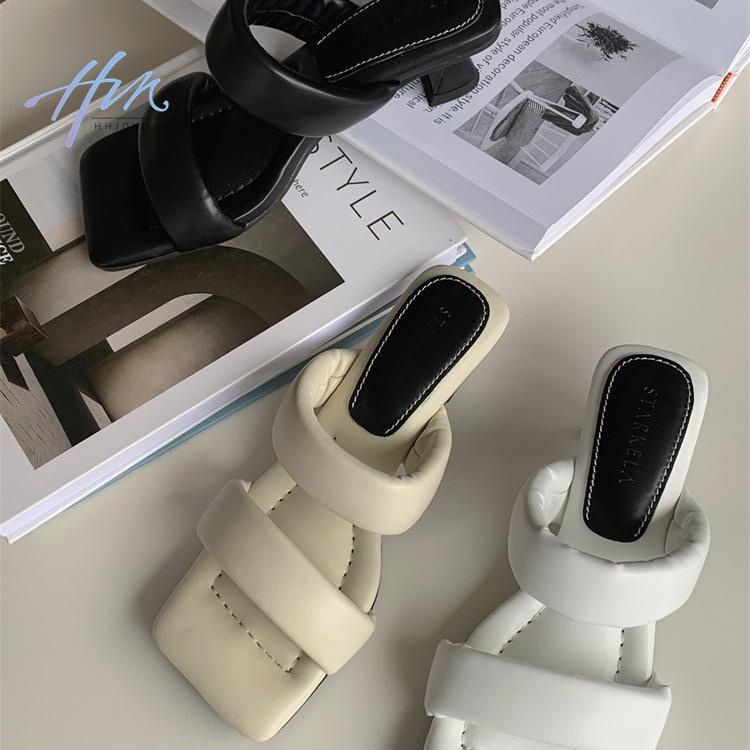 Dép Cao Gót Hở Ngón Quai Ngang Mũi Vuông Phong Cách Hàn Quốc Thời Trang Mùa Hè 2022