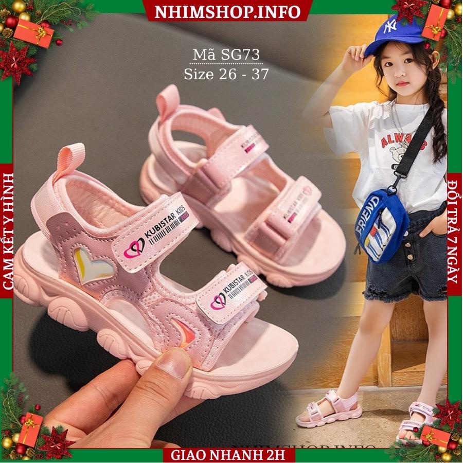 Dép quai hậu bé gái đi học màu hồng quai dán hở mũi thoáng sandal êm nhẹ bền thời trang cho trẻ em nữ 3 - 12 tuổi SG73
