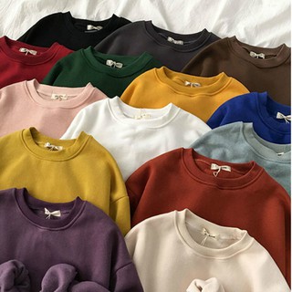 Áo sweater tay dài dáng rộng phong cách thời trang Hàn Harajuku 63 màu tuỳ chọn