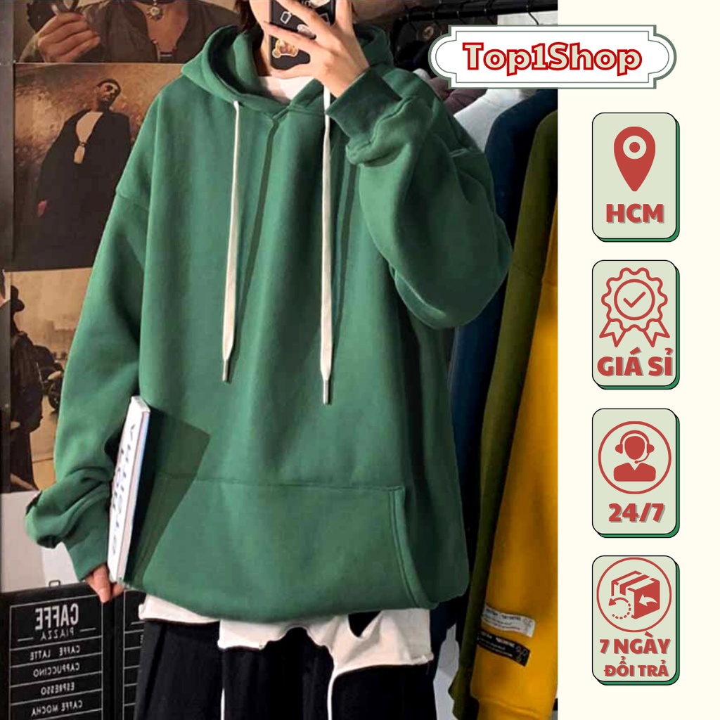 💥Hàng sẵn💥 Áo khoác hoodie trơn nỉ bông cao cấp phù hợp nam nữ form rộng đủ màu