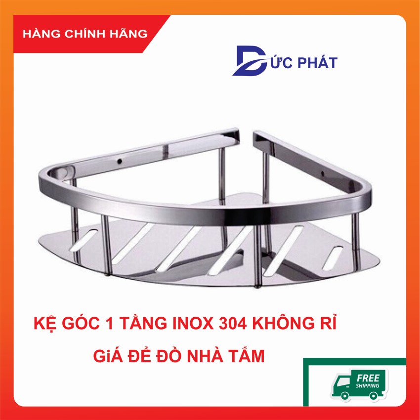 Kệ góc 1 tầng inox 304 để đồ phòng tắm, phòng bếp