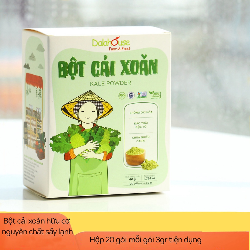 Bột cải xoăn Kale sấy lạnh nguyên chất Dalahouse, công nghệ sấy lạnh tiêu chuẩn Châu Âu