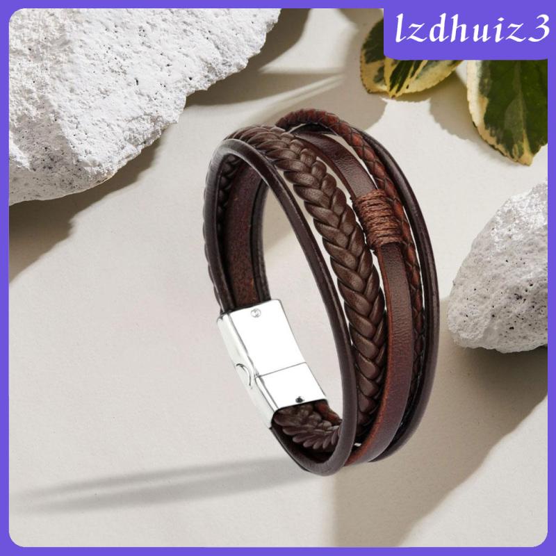 Vòng Đeo Tay Dây Da PU Bện lzdhuiz3 Dành Cho Nam