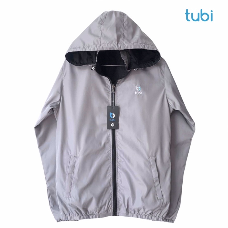 Áo khoác Tubi 2 Mặt Màu Xám Ghi Nón rời