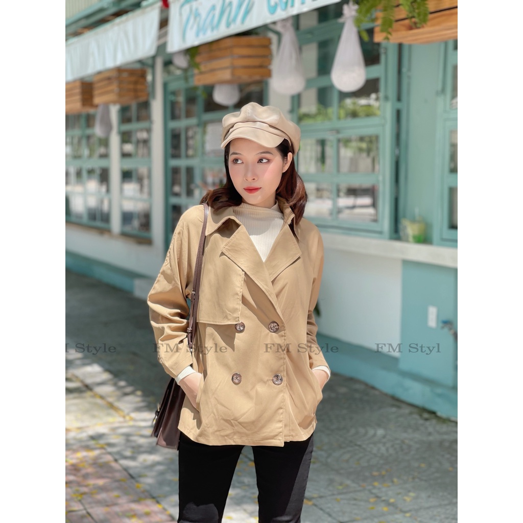 Áo măng tô nữ FM Style blazer khoác dáng ngắn chất kaki xịn phối nút thời trang thu đông Hàn Quốc sang chảnh 210925021