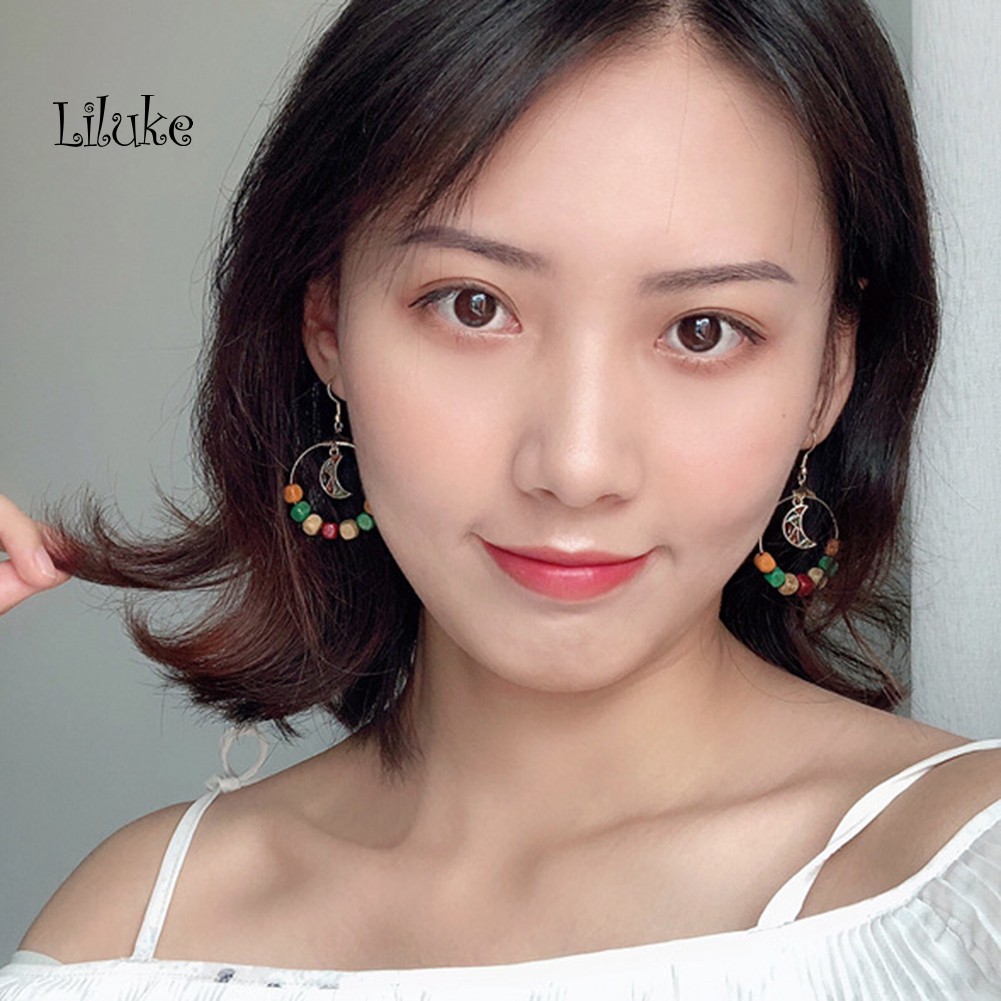 Đôi Khuyên Tai HìNh MặT Trăng Và TròN ĐộC ĐáO ThờI Trang Cho Nữ