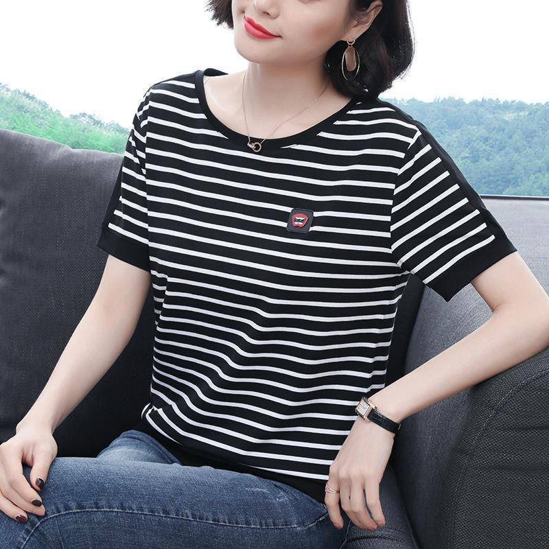 [ Mã 11FASHIONSALE1 giảm 10K đơn 50K ] Áo thun cotton tay ngắn dáng rộng có size lớn thanh lịch cho nữ trung niên | BigBuy360 - bigbuy360.vn