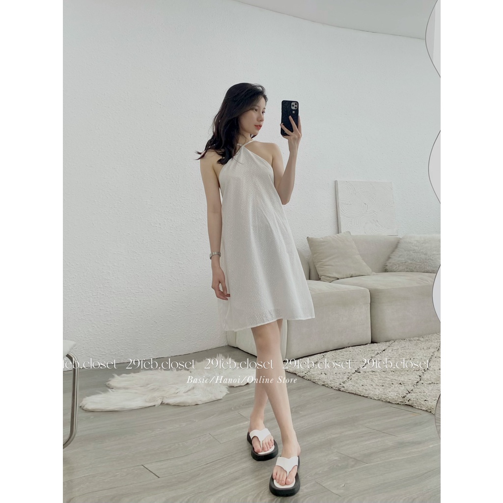 [Ảnh thật/Video] Váy yếm hoa chìm 2 lớp chất thô mềm mát - 29feb.closet - V11