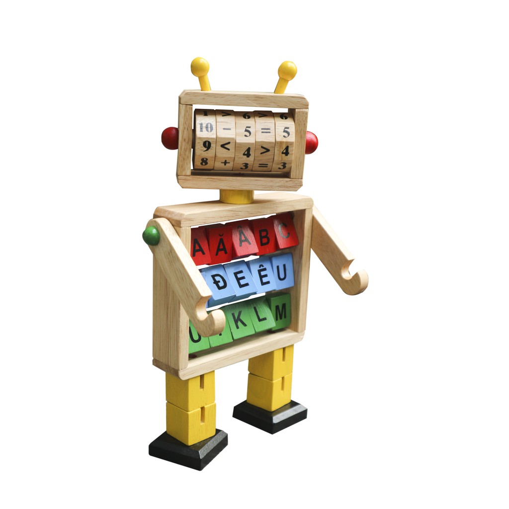 Đồ chơi gỗ thông minh - Robot học toán và chữ cái Winwintoys