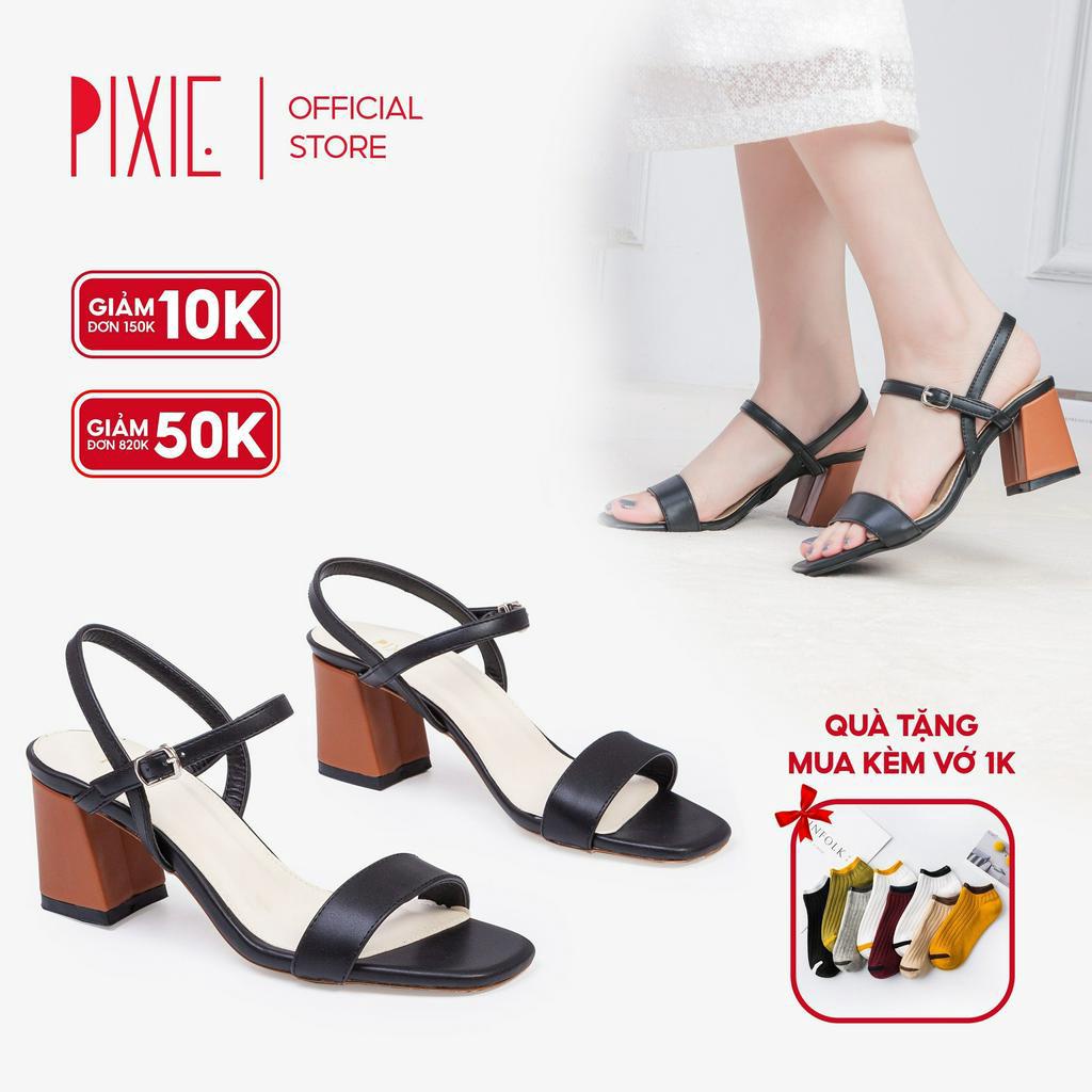 Giày Sandal Cao Gót 6cm Đế Vuông Mix Nhiều Màu Pixie X467