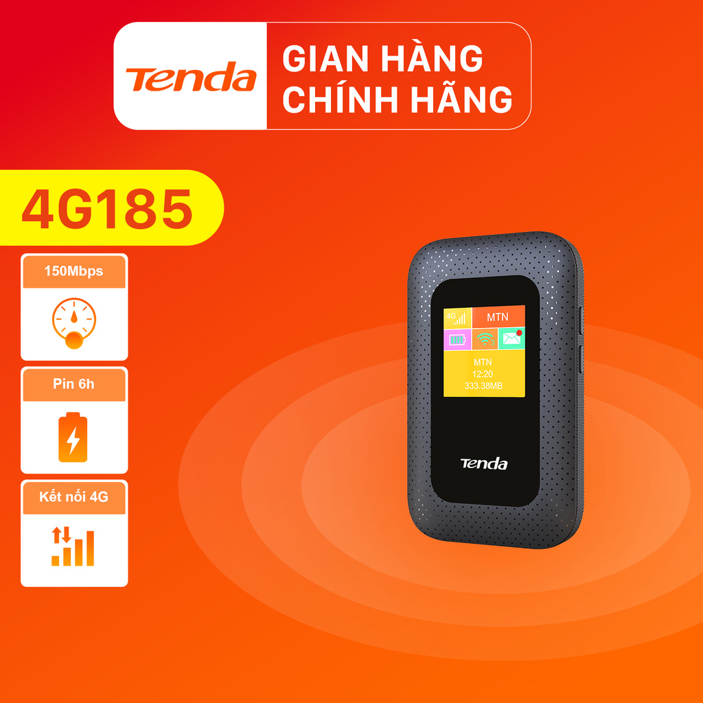 Tenda 4G185 Pocket WiFi 4G LTE Di động Wi-Fi AX300 Wi-Fi Màn hình 6 màu Điểm phát sóng Wi-Fi Cắm và chạy - Hàng Chính