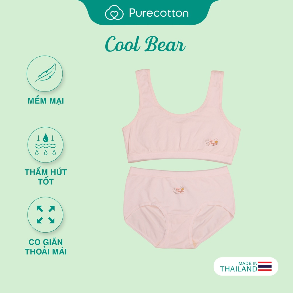 Bộ đồ lót bé gái Purecotton chất liệu sợi sồi cao cấp mềm mại Cool Bear PC080