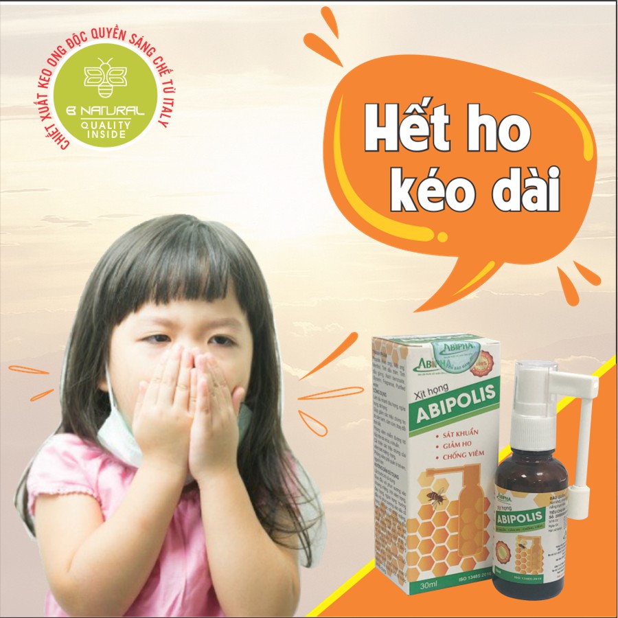 Abipolis - Làm dịu nhanh đau họng, ngứa họng, rát họng. Giúp giảm ho do cảm cúm (Lọ 15ml)
