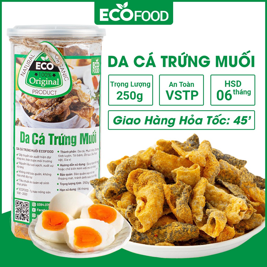 Da Cá Hồi Lắc Trứng Muối 250G Ecofood, Đồ Ăn Vặt Việt Nam, An Toàn Vệ Sinh Thực Phẩm